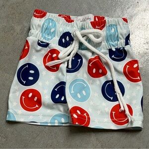 Smiley Face Kids Shorts - Red, Blue, White